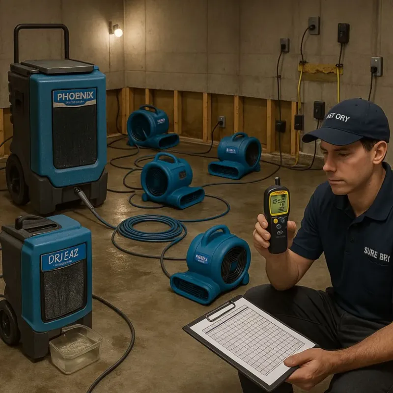 Structural Drying and Dehumidification process in Lake Jackson, TX